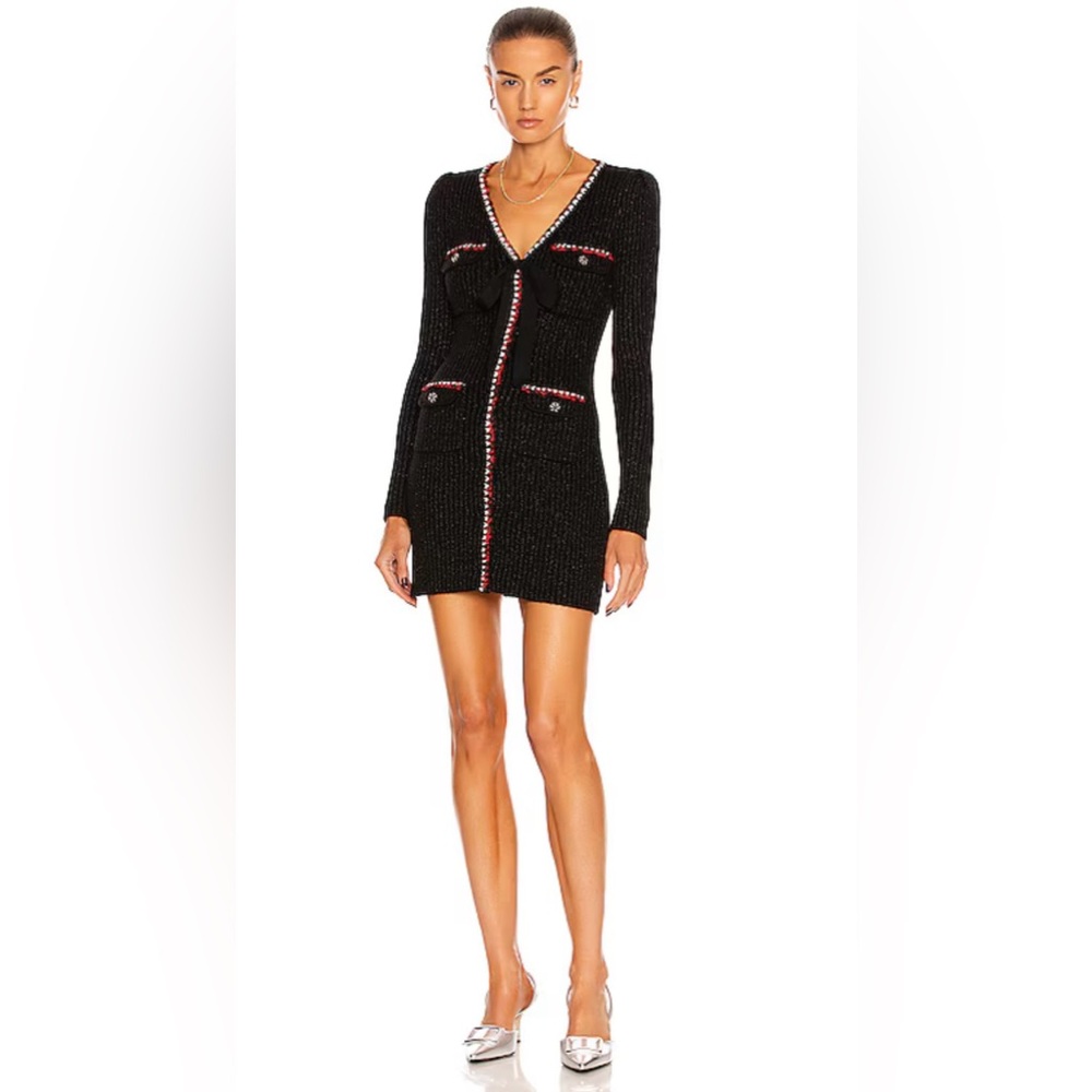 Self Portrait Lurex knit mini dress in Black.  New condition no tags